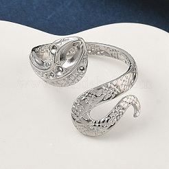 女性用304ステンレススチールオープンカフリング  ヘビ  ステンレス鋼色  3~23 mm幅  内径：18.6mm&nbsp;RJEW-A079-06A-P