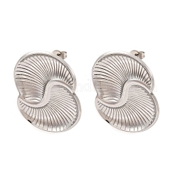 304ステンレススチール製渦巻きスパイラルスタッドピアス  ステンレス鋼色  33.5x26mm&nbsp;EJEW-C148-01P