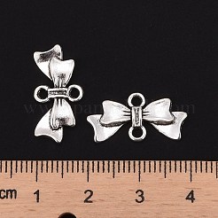 蝶結び合金リンクコネクター  鉛フリー及びカドミウムフリー  アンティークシルバー  20x10x3mm  穴：2mm&nbsp;EA11930Y