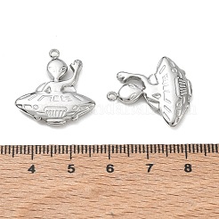 304ステンレスペンダント  宇宙人＆宇宙船のチャーム  ステンレス鋼色  23x21x3.4mm  穴：1.6mm&nbsp;SA-CBAAC28-26P