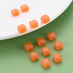 模造ゼリーアクリルビーズ  正方形  ダークオレンジ  8x8x5.5mm  穴：2.5mm  約1800個/500g&nbsp;MACR-S373-98-E05