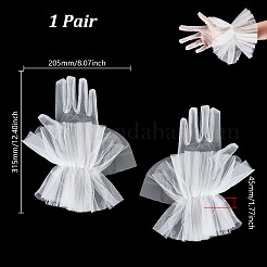 レースの手袋  オーガンジーのフリル袖口の手袋  結婚式の花嫁用品用  ホワイト  315x205x45mm&nbsp;AJEW-WH0070-42B