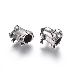 304ステンレススチールヨーロピアンビーズ  大穴ビーズ  動物  アンティークシルバー  10x12.5x8mm  穴：5mm&nbsp;STAS-I121-14AS