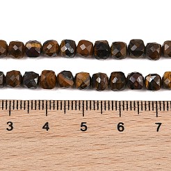 天然石タイガーアイビーズ連売り  多面カット  キューブ  4.5~5x4.5~5x4.5~5mm  穴：0.8mm  約80個/連  15.35''（39センチメートル）&nbsp;G-B107-B02-02