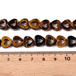 天然石タイガーアイビーズ連売り  中空の心  10x10x3~4mm  穴：1mm  約20個/連  7.48インチ（19cm）&nbsp;G-N342-91