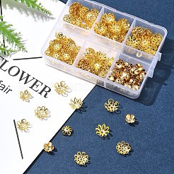 メッキアイアン製ビーズキャップ  5  - 花びらの花  フィリグリー  ゴールドカラー  8x3mm  穴：0.5mm  80pc&nbsp;IFIN-FS0001-41