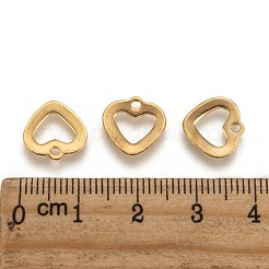 イオンプレーティング（IP）304ステンレススチールオープンハートチャーム  中空  ゴールドカラー  11x11x1mm  穴：1mm&nbsp;STAS-M208-15
