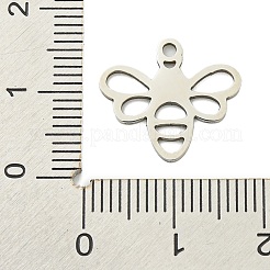 変色しない201ステンレススチールペンダント  蜂のチャーム  レーザー切断  ステンレス鋼色  14.5x16x1mm  穴：1.5mm&nbsp;STAS-M015-11P