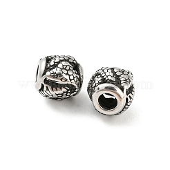 316サージカルステンレスビーズ  ヘビ  アンティークシルバー  10.5x10mm  穴：4mm&nbsp;STAS-Q304-49AS