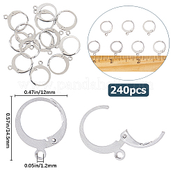 304ステンレススチールフレンチフックピアス金具  カン付き  ステンレス鋼色  14.5x12x2mm  穴：1.2mm  240個/箱&nbsp;STAS-SP0001-02B