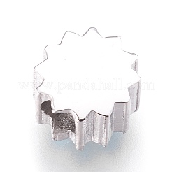304ステンレススチールヨーロピアンビーズ  大穴ビーズ  ラインストーン付き  花  ステンレス鋼色  11x7.5mm  穴：4mm&nbsp;X-STAS-O097-32P