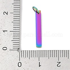イオンプレーティング（IP）304ステンレスペンダント  丸カン付き  鏡面研磨仕上げ  長方形のチャーム  空白タグのスタンプ  虹色  15x3x1.5mm  穴：3mm&nbsp;STAS-I311-14C-RC