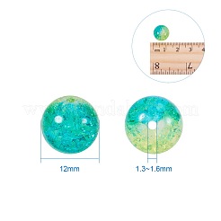 スプレーペイントクラックルガラスビーズ  ラウンド  ミックスカラー  12mm  穴：1.3mm&nbsp;CCG-PH0002-05-WH