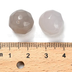 天然なグレーアゲートビーズ  ラウンド  片穴  多面カット  12~13.5mm  穴：1.2~1.5mm&nbsp;G-C254-B06-12mm