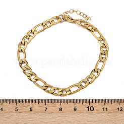 女性用304ステンレススチールフィガロチェーンブレスレット  イオンプレーティング（ip）  ゴールドカラー  7-1/8インチ（18cm）&nbsp;BJEW-G757-15G