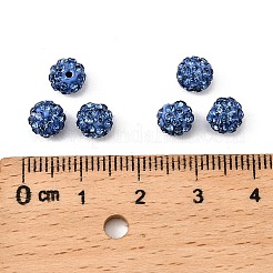 樹脂粘土ラインストーンビーズ  パヴェボールディスコビーズ  グレードA  ライトサファイア  pp9（1.5mm）  1.6mm  穴：6mm&nbsp;RB-H284-6MM-2