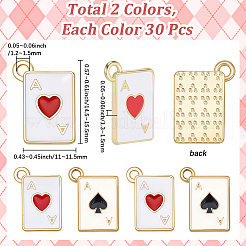 60個2スタイルアロイエナメルペンダント  カードを再生  ミックスカラー  14.5~15.5x11~11.5x1.3~1.5mm  穴：1.2~1.5mm  30個/スタイル&nbsp;ENAM-SC0006-64