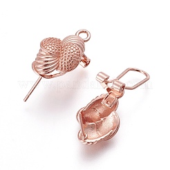 真鍮製スタッドピアスパーツ  カン付き  ローズゴールド  17.5x11x10.5mm  穴：1.8mm  ピン：0.7mm&nbsp;KK-O121-02RG