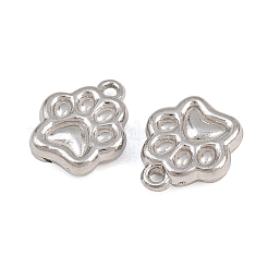304ステンレススチールチャーム  足のプリントのチャーム  ステンレス鋼色  12x10.5x3mm  穴：1.2mm&nbsp;SA-CBA9E6A-07P