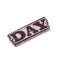 印刷されたアクリルパーツ  単語の日  スパンコール入り  暗赤色  33.5x11.5x2.5mm  穴：1.6mm&nbsp;FIND-D283-08A