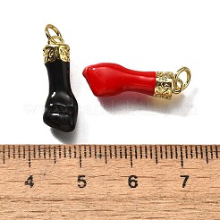 真鍮製エナメルペンダント  丸カン付き  ハンドチャーム  カドミウムフリー＆鉛フリー  持続的なメッキ  18KGP本金メッキ  ミックスカラー  20x7x5mm  穴：3mm&nbsp;KK-Q043-29A