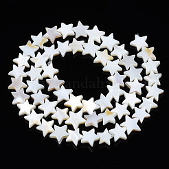 天然淡水シェルビーズ連売り  五芒  貝殻色  7.5~8.5x7.5~9x2mm  穴：0.6mm  約56個/連  15.12インチ（38.4cm）&nbsp;SHEL-S278-01B-01