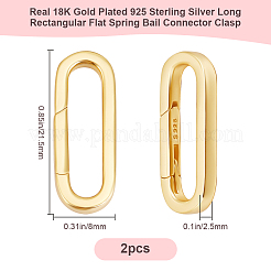 スターリングシルバーのスプリングゲートリング2個、925個  オーバル  18KGP本金メッキ  21.5x8x2.5mm&nbsp;STER-BBC0008-03G