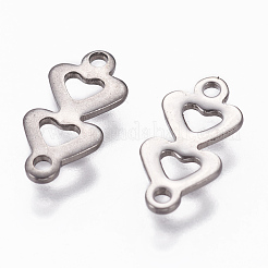 変色しにくい201ステンレススチールリンクコネクター  ハートへのハート  ステンレス鋼色  12x6x0.8mm  穴：1mm&nbsp;STAS-L234-026P