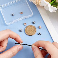 8個2色304ステンレススチールスペーサービーズ  リング  ミックスカラー  6.5x3mm  穴：3mm  4個/カラー&nbsp;STAS-UN0059-54