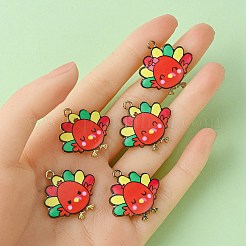 10 個 5 スタイルのかわいいプリント合金ペンダント  ライトゴールド  カドミウムフリー＆ニッケルフリー＆鉛フリー  七面鳥のチャーム  ファイヤーブリック  26x26x2mm  穴：2mm  2個/スタイル&nbsp;ENAM-YW0003-46B