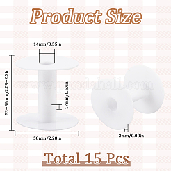 ワイヤー用プラスチック空スプール15個  スレッドボビン  ホワイト  17x53~56mm&nbsp;TOOL-SC0001-56