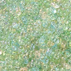 ABカラーメッキガラスシードビーズ  透明色の虹  ピーナッツ  カラフル  4~4.5x2~2.5x2~2.5mm  穴：0.8~0.9mm  約10000個/ポンド&nbsp;SEED-L011-06B-07
