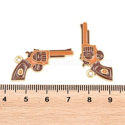 西部のカウボーイをテーマにした合金エナメルペンダント  ガンチャーム  ゴールドカラー  砂茶色  31.5~32x16x2mm  穴：1.8mm&nbsp;LS-ENAM-L056-01C-04