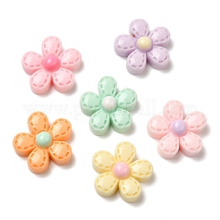 オペーク樹脂カボション  花  ミックスカラー  15x15x6mm&nbsp;RESI-K027-19