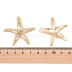 合金ラインストーンスタンドピアス  ゴールドカラー  ヒトデ  38x42mm&nbsp;EJEW-Z172-02G-01