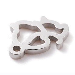変色しない304ステンレススチールチャーム  高光沢レーザーカット  犬  ステンレス鋼色  12x11.5x1.5mm  穴：1.4mm&nbsp;STAS-Y002-17P