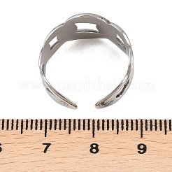変色しない304ステンレススチールカーブチェーンシェイプカフリング、女性用  ステンレス鋼色  usサイズ8 1/2(18.5mm)&nbsp;RJEW-C025-31P
