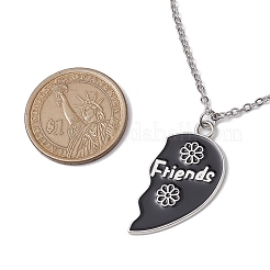 カップル ハート BFF マッチング 合金 エナメル ペンダント ネックレス  304ステンレススチールアズキチェーン友情ネックレス  ミックスカラー  16.54インチ（42cm）  2個/セット&nbsp;NJEW-JN05036