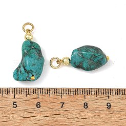 染色された天然マグネサイトペンダント  ナゲットチャーム  ゴールドカラー  ターコイズ  22~26x9~14x7~12mm  穴：3.5mm&nbsp;PALLOY-JF05937-02
