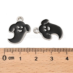 合金製ブラックエナメルペンダント  ゴーストチャーム  プラチナ  19.5x15x1mm  穴：1.6mm&nbsp;ENAM-G229-08P