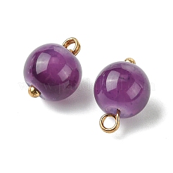 合金ガラスペンダント  ラウンドチャーム  ゴールドカラー  暗い蘭  13.5~15x10mm  穴：2mm&nbsp;GLAA-P080-03G-06