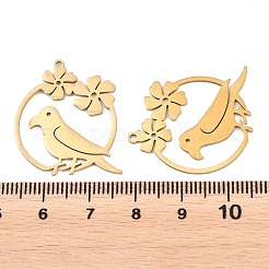 ステンレスペンダント201個  花と鳥のチャーム  ゴールドカラー  27.5x24x1mm  穴：1.4~1.5mm&nbsp;STAS-B135-17G