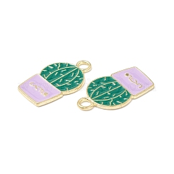 合金エナメルチャーム  サボテンチャーム  ゴールドカラー  ライラック  22x12.5x1mm  穴：2.5mm&nbsp;LS-ENAM-G212-15G-02
