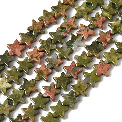 天然石ユナカイトビーズ連売り  スター  6x6x2mm  穴：0.7mm  約72個/連  14.96''（38センチメートル）&nbsp;G-F817-A11-01