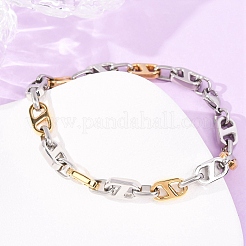 304ステンレススチール製オーバルリンクチェーンネックレス＆ブレスレットセット（女性用）  イオンプレーティング（ip）  18KGP本金メッキ＆ステンレススチールカラー  8.27インチ（21cm）  24.29インチ（45.5cm）&nbsp;SJEW-F228-02GP