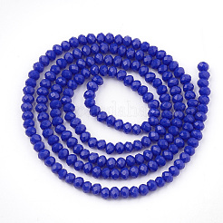 オペークソリッドカラーガラスビーズ連売り  多面カット  ロンデル  ブルー  3x2mm  穴：0.5mm  約135~140個/連  32~34cm&nbsp;GLAA-S178-12B-04