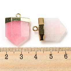 天然の翡翠で染めた尖ったペンダント  ラックメッキのファセット加工された弾丸チャーム、金メッキの真鍮製金具  24.5~25x16~16.5x7~7.5mm  穴：2.3mm&nbsp;G-M431-05G-03
