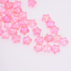 透明ガラスビーズ  金箔  スター  ショッキングピンク  8x8.5x4mm  穴：1mm&nbsp;GLAA-WH0022-56A