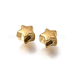 304ステンレススチールスペーサービーズ  イオンプレーティング（ip）  18KGP本金メッキ  スター  6.5x7x5mm  穴：2mm&nbsp;STAS-L315-074G-01