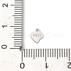 スターリングシルバー チェーン エクステンダー ドロップ 925 個  ロジウムメッキ  プラチナ  ハート  5.5x6x0.5mm  穴：1mm&nbsp;STER-R010-03P-01